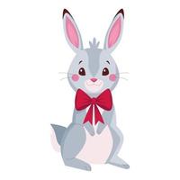 happy merry christmas cute rabbit with bowtie vector