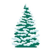 happy merry christmas pine tree with snow icon vector