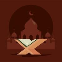 mosque and quran book vector