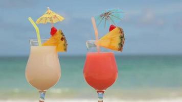 Tropical cocktails at beach video