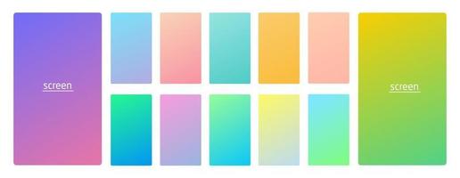 Pastel gradient smooth and vibrant soft color background set for devices pc and modern smartphone screen soft pastel color backgrounds vector ux and ui design illustration isolated on white