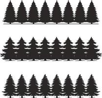 Coniferous trees silhouettes collection on white background  on different layers vector