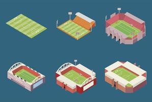 six isometric stadiums vector