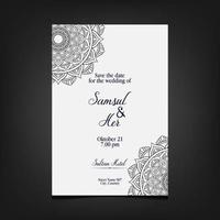 vector de mandala con plantilla de invitación de boda vector gratis