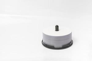 DVD disc stack isolated on white photo