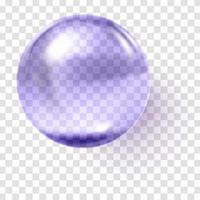 Realistic violet glass ball Transparent violet sphere vector