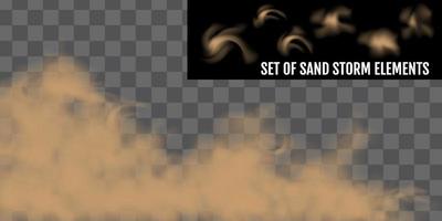 Realistic dust or sand storm Sandstorm Elements Set vector