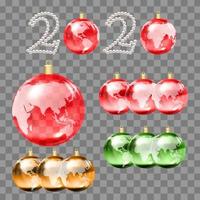 Shining holiday design with balls set and pearls vector