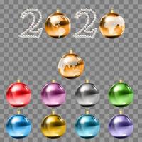 Shining holiday design with balls set and pearls vector