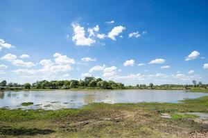 Reservoir with blue sky photo