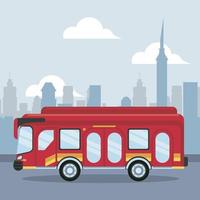 bus vehicle on the city scene icon vector