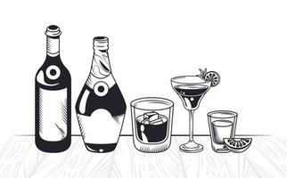 drinks in table vector