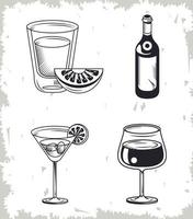 cuatro iconos de bebidas vector