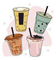 4 burbujas leches iconos vector