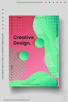 Plantilla de diseño de portada con líneas abstractas estilo moderno degradado de color diferente en el fondo vector