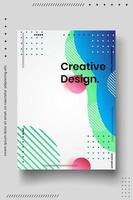 Plantilla de diseño de portada con líneas abstractas estilo moderno degradado de color diferente en el fondo vector