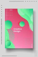 Plantilla de diseño de portada con líneas abstractas estilo moderno degradado de color diferente en el fondo vector