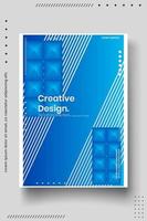 Cover design template set with abstract lines modern different color gradient style on background vector