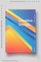 Plantilla de diseño de portada con líneas abstractas estilo moderno degradado de color diferente en el fondo vector