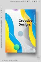 Plantilla de diseño de portada con líneas abstractas estilo moderno degradado de color diferente en el fondo vector