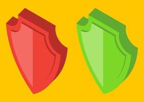 3D shields icons Armor isometric plate vector