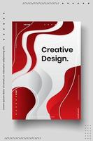 Plantilla de diseño de portada con líneas abstractas estilo moderno degradado de color diferente en el fondo vector