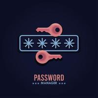 password manager theme with keys and cypher vector