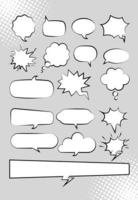 bundle of retro speech bubbles drawn pop art style vector