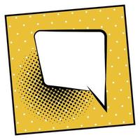 retro speech bubble drawn pop art style in yellow dotted background vector