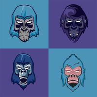 paquete de caras de cabezas de gorilas vector