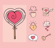 love icons set vector