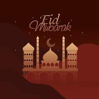 eid mubarak mosque vector