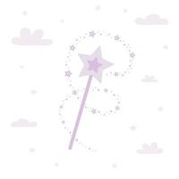 Magic wand with stars in pastel minimalistic colors