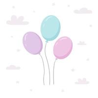 Balloons in pastel minimalistic colors vector