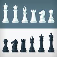 Flat Chess Pieces Design Set Style Simple Illustration Drawing vector