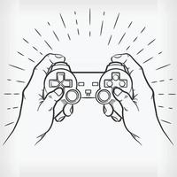 Doodle Hand Playing Video Game Controller Sketch Illustration Drawing vector