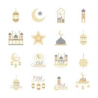 eid mubarak icons vector