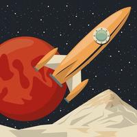 space scene poster with rocket start up vector