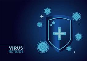 virus protection shield with particles color blue vector