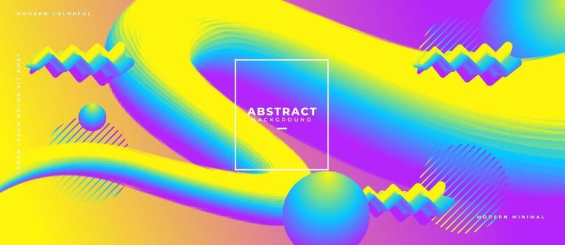 Trendy Fluid Gradient Shape and sphere Isolated on duotone Background Abstract liquid Backdrop Color Flow Design vector