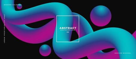 Fluid 3d abstract Futuristic liquid gradient shapes and sphere on plane black fluid background vector