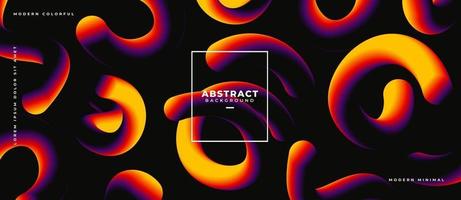 Abstract gradient curved fluid group shapes moving on plane dark liquid background vector