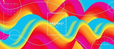 Abstract 3d multicolor fluid flowing curve shape path on liquid gradient dynamic background vector