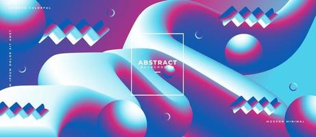 Color gradient shape and sphere flowing the front of Abstract geometric background with liquid shapes vector