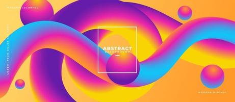 3d abstract flow fluid sphere shapes Liquid wave trendy modern style vibrant neon on gradient background body vector