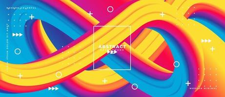 Abstract 3d curved fluid shape with flowing geometric shape on gradient dynamic background vector