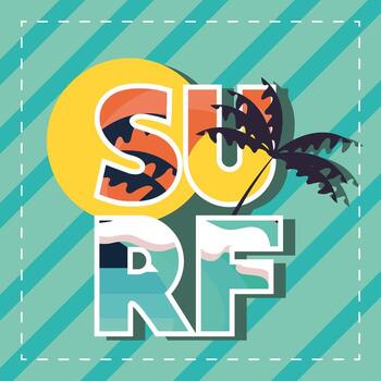 surf lettering patch vector