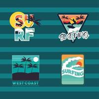 surfing icon set vector