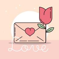 love mail flower vector