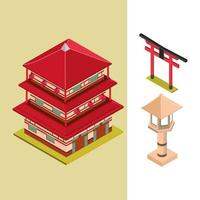 puerta del edificio japonés vector